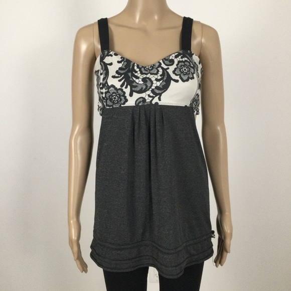 LULULEMON Run Back On Track Tank Black Laceoflage Polar Cream - Picture 3 of 6